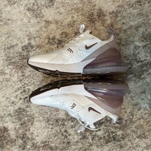 Nike Women's Air Max 270 White and Brown Sneakers